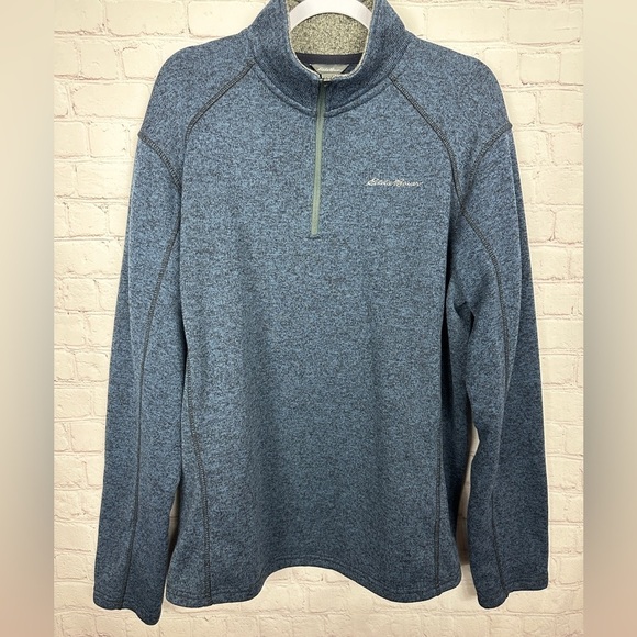 Eddie Bauer Men's Pullover Sweater Fleece Lined 1/4 Zip, sz XL, GUC - Picture 1 of 3
